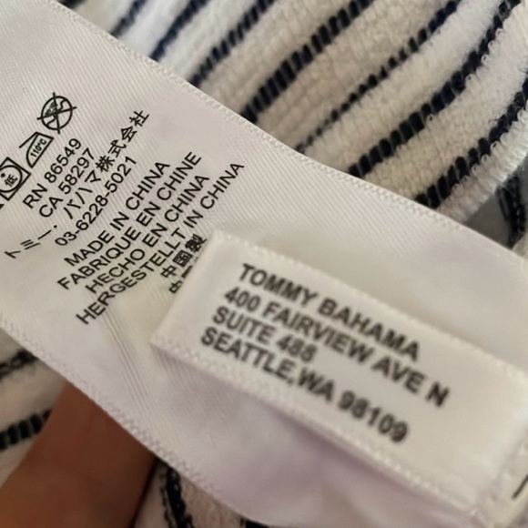 Tommy Bahama White & Navy Blue Striped Pullover Women's Sweater Hoodie Size XXS - Picture 13 of 16